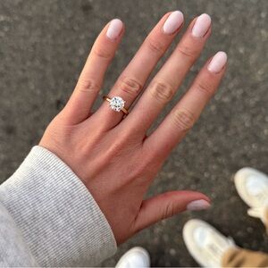 18K Yellow Gold 2mm Solitaire Ring 2.27 Carat Round Lab Created Diamond